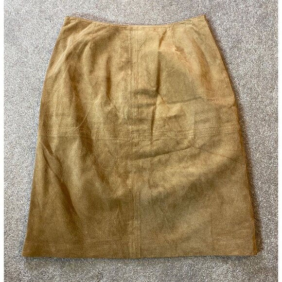 Jones Wear Tan Leather Midi Skirt Size 10 - Picture 2 of 7